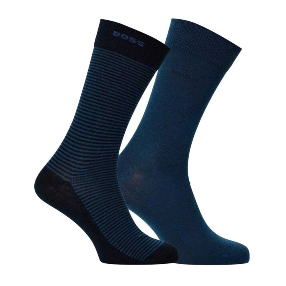 Boss Mens Striped Socks (Pack of 2) / Blue
